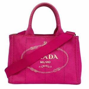 Prada Canapa Canvas Tote Bag, Pink, 2-Way Bag for Women